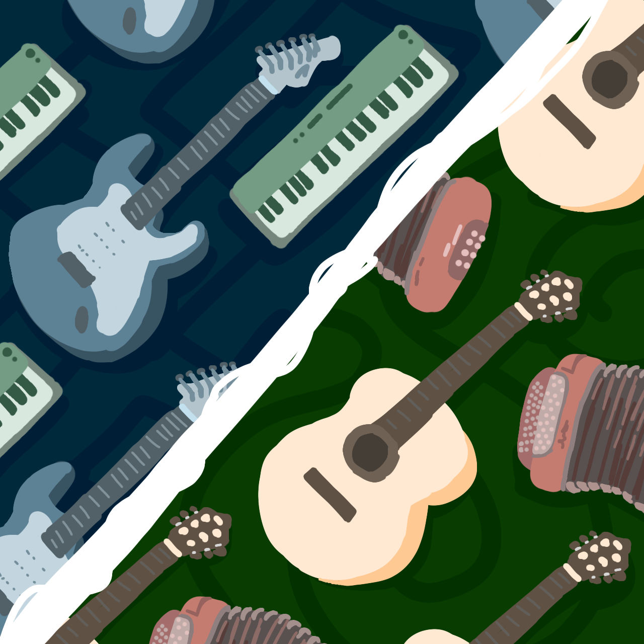 Banner representação de diversos instrumentos musicais